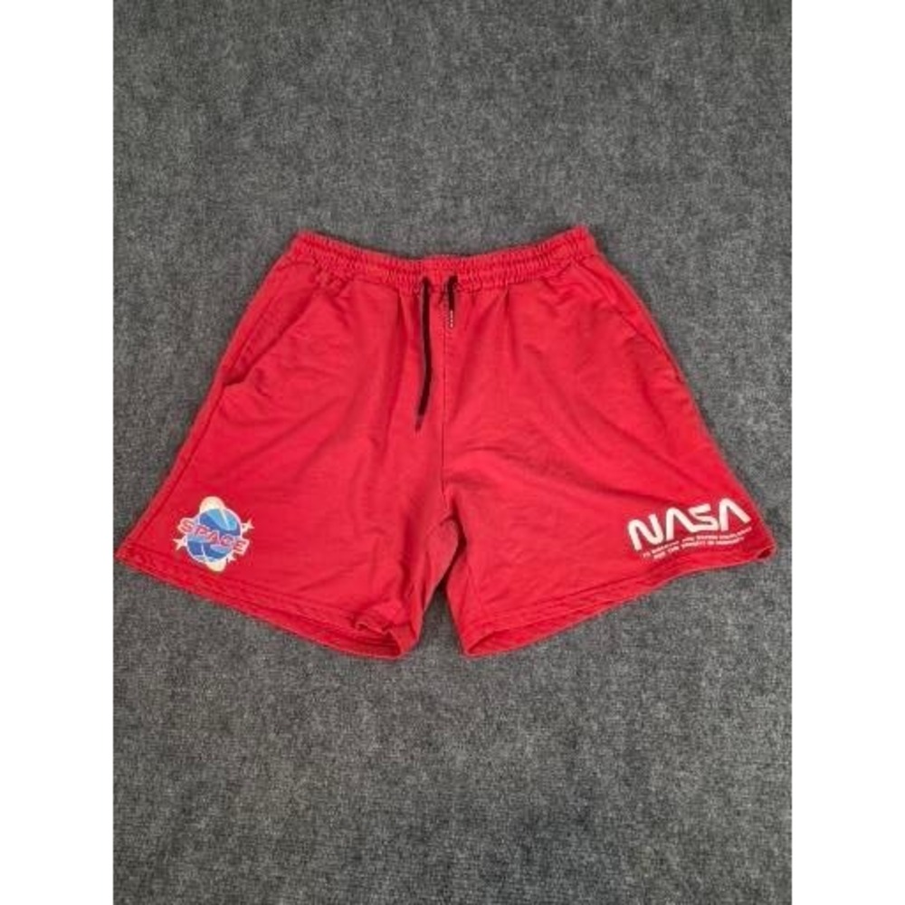 Romwe NASA Space Graphic Sweat Shorts Mens‎ XL Red Elastic Drawstring Waistband